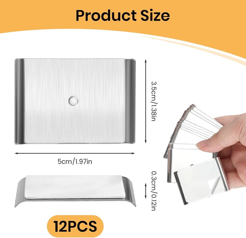 TNJPSEK 12Pcs Under Cabinet Light Metal Adhesive Strips, Replacement Iron Plate Sticky for Magnetic LED Lights Mounting, Metal Sheet for Closet Kitchen Wardrobe Counter Cabinet Lighting (Not Magnetic) - Image 2